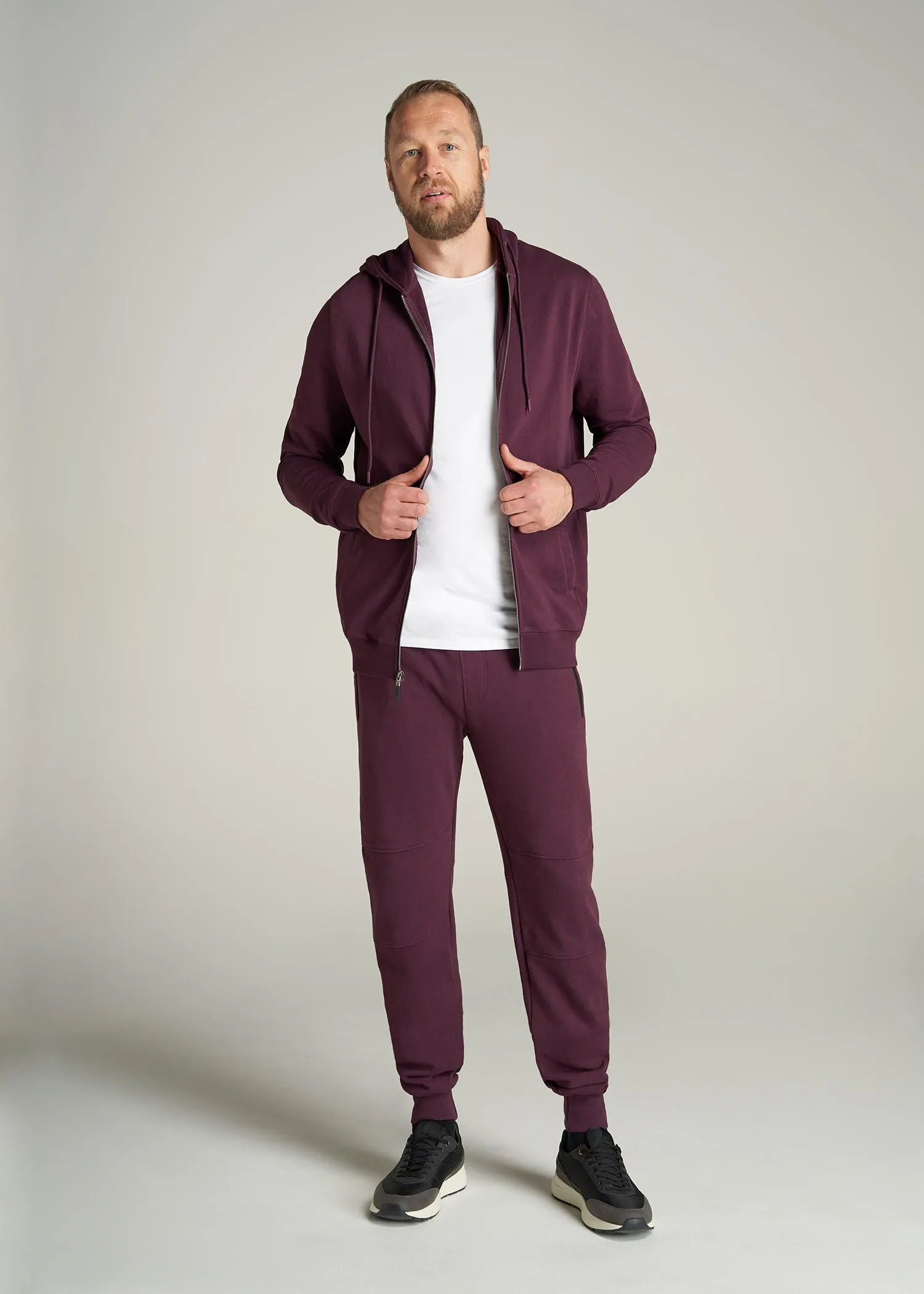 Wearever French Terry Men's Tall Joggers in Maroon