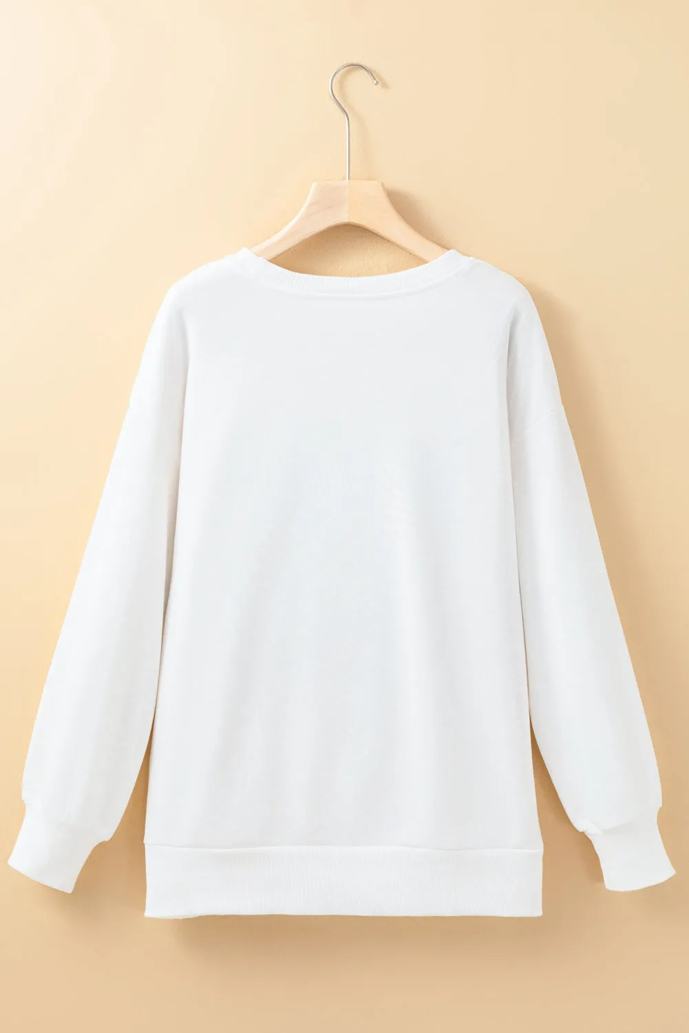 White Tinsel Game Day Drop Shoulder Graphic Sweatshirt