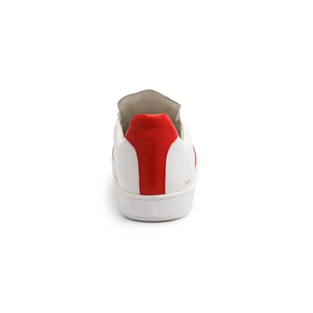 Women's Smooth White Red Leather Low Tops 91591-001