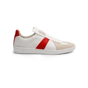 Women's Smooth White Red Leather Low Tops 91591-001