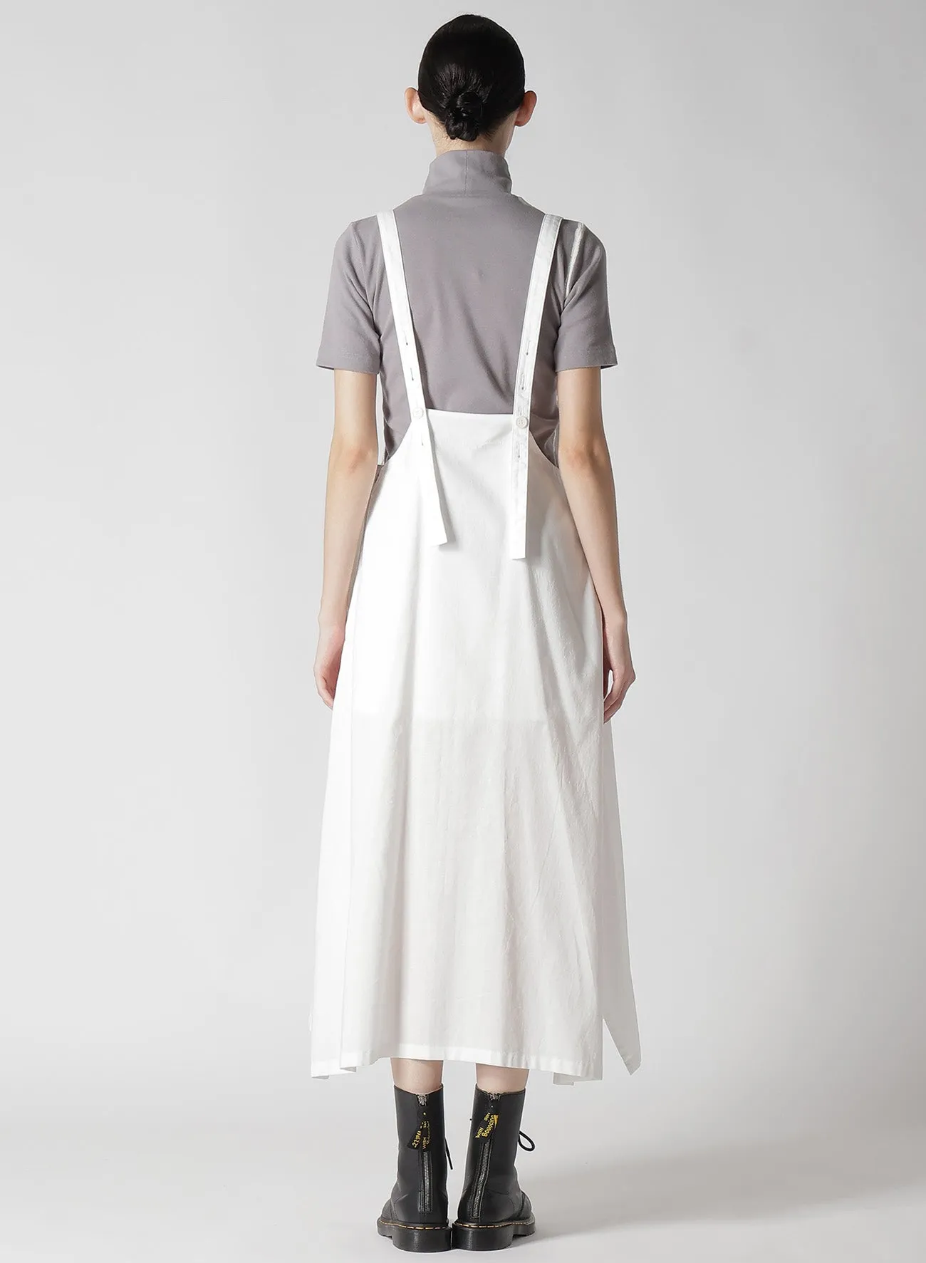 [Y's BORN PRODUCT] THIN COTTON TWILL FRONT TUCKED SHOULDER STRAP DRESS