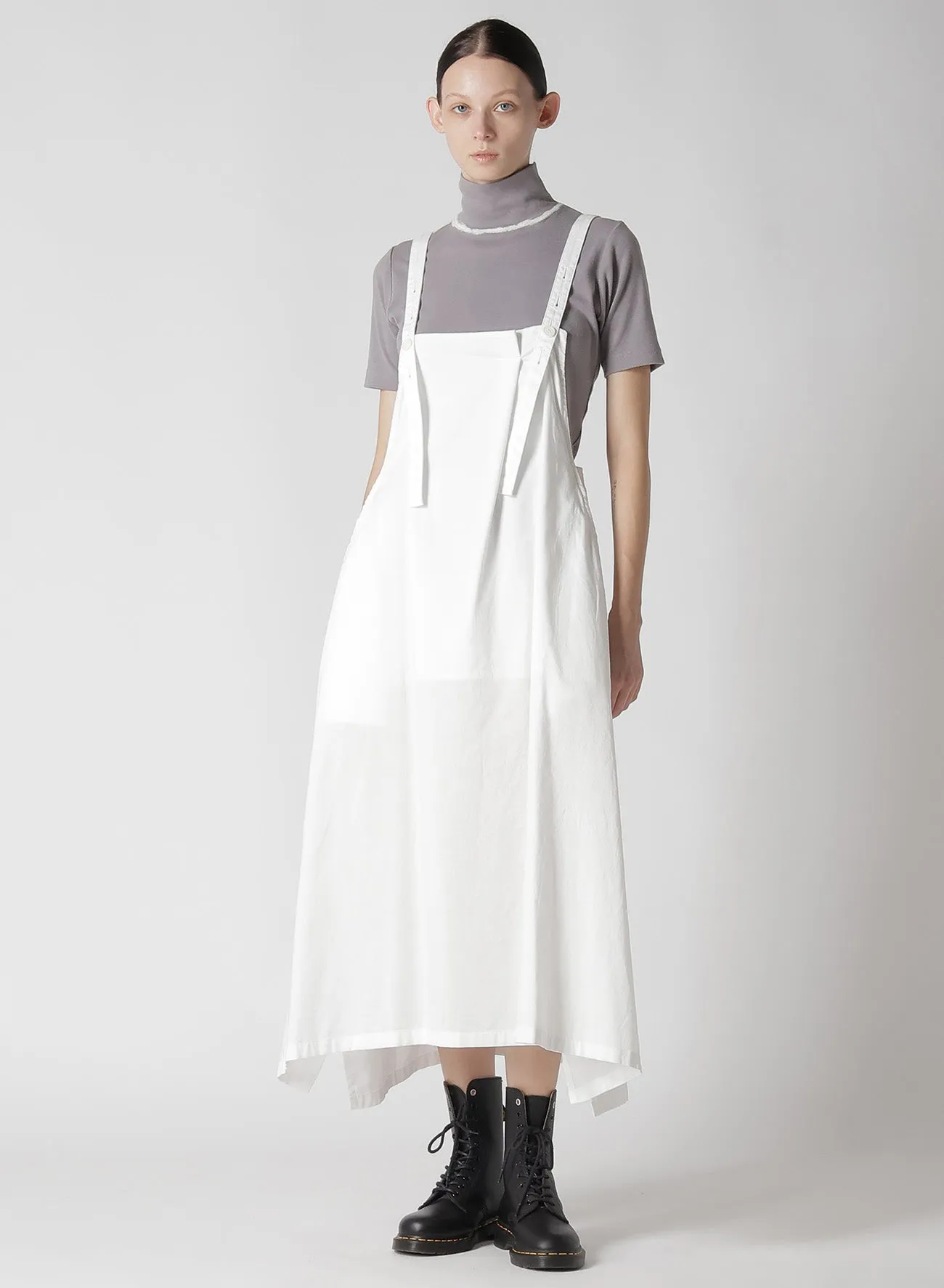 [Y's BORN PRODUCT] THIN COTTON TWILL FRONT TUCKED SHOULDER STRAP DRESS