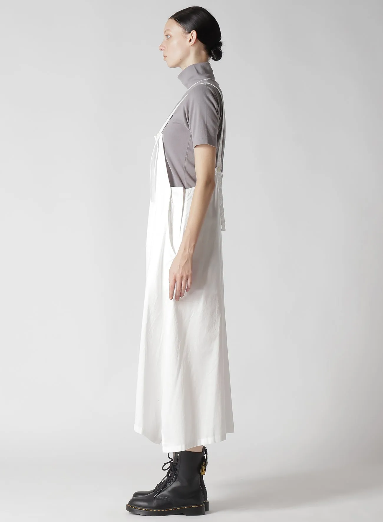 [Y's BORN PRODUCT] THIN COTTON TWILL FRONT TUCKED SHOULDER STRAP DRESS